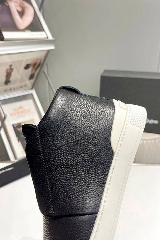 Кожаные кроссовки Zegna Triple Stitch high-top