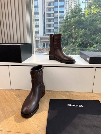 Женские кожаные сапоги Chanel premium   