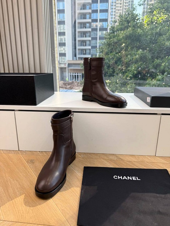 Женские кожаные сапоги Chanel premium
