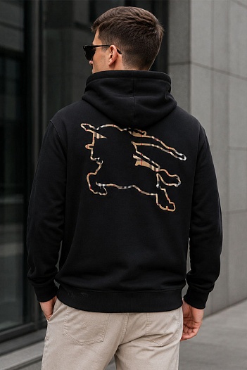 Чёрное худи Burberry Ekd Inlay 'Marks'   
