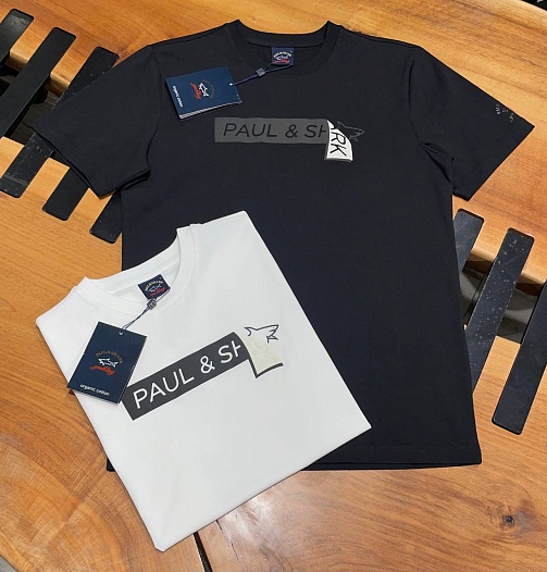 Футболка чёрного цвета Paul & Shark logo-print   