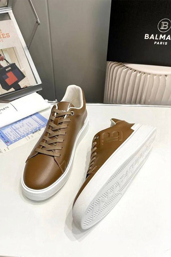 Мужские кожаные кроссовки Balmain B-Court