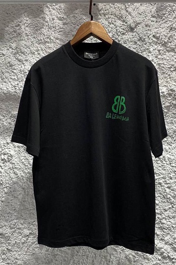Мужская чёрная футболка Balenciaga graffiti-logo   