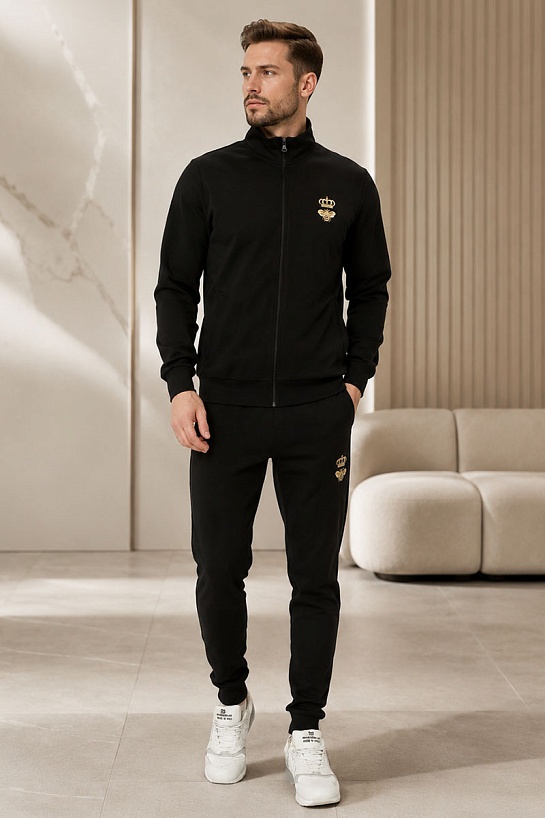 Чёрная кофта на молнии Dolce & Gabbana bee crown embroidered