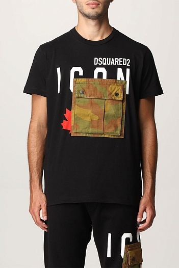 Мужская футболка Dsquared2 Camo Pocket - Black   