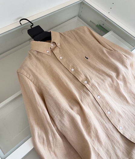 Льняная рубашка Polo Ralph Lauren pony-embroidered - Beige   