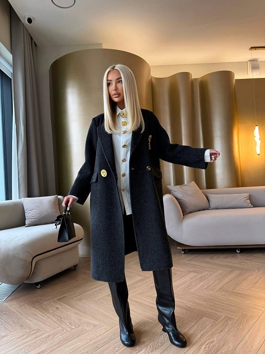 Женское шерстяное пальто Schiaparelli Premium - Black