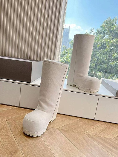 Женские ботинки Balenciaga Alaska Fur High Boot premium - White   