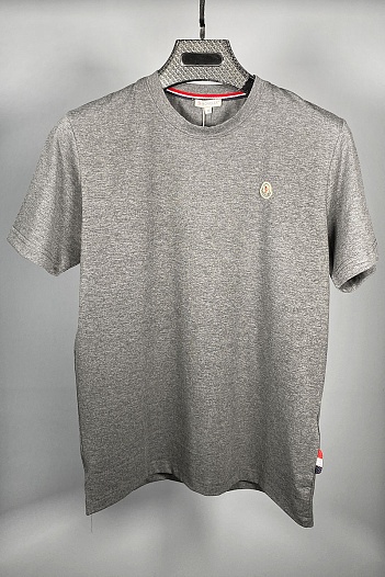 Брендовая мужская футболка Moncler серого цвета   