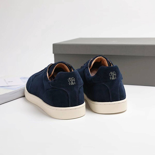 Замшевые кроссовки Brunello Cucinelli logo-print - Navy