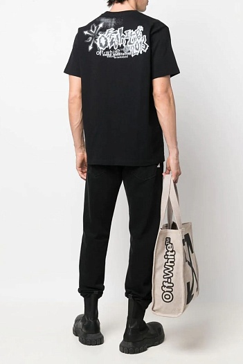 Чёрная оверсайз футболка Off-White Tribal Type   