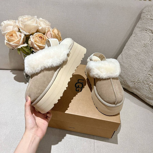 Замшевые женские слиперы с мехом UGG Funkette Platform