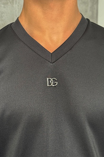 Чёрная оверсайз футболка Dolce&Gabbana logo-plaque   