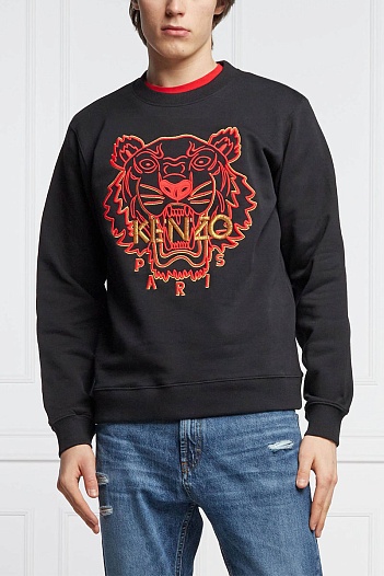 Чёрный мужской свитшот Kenzo Tiger Head embroidered   