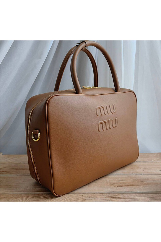 Сумка MIU MIU Logo-Embossed 35x24 см - Brown