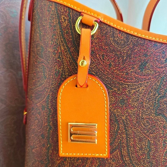 Кожаная сумка Etro с узором пейсли 31x25 см