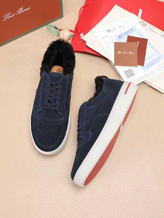 Кроссовки с мехом Loro Piana Newport Walk - Navy