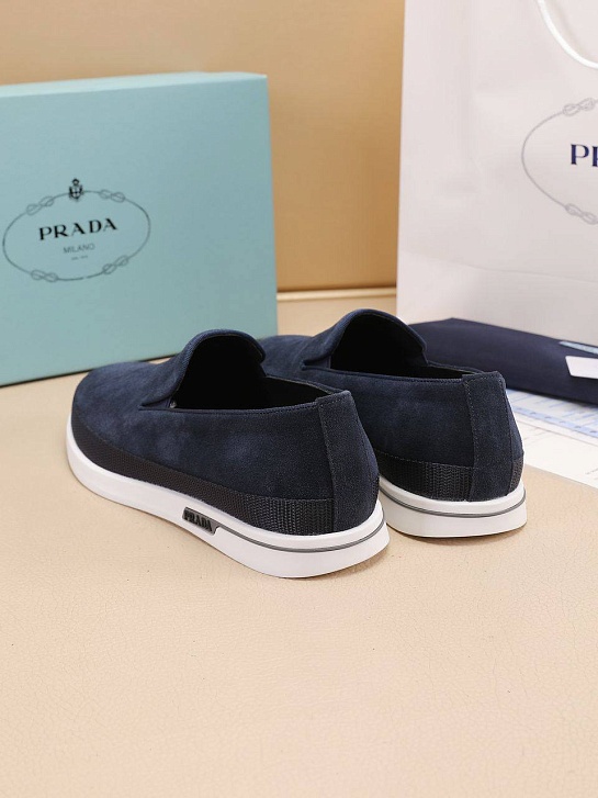 Мужские замшевые слипоны Prada Saint Tropez - Indigo