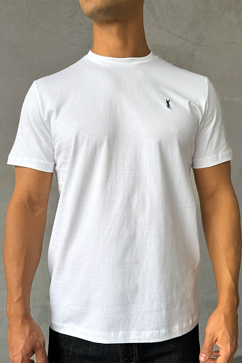 Мужская футболка Yves Saint Laurent logo-embroidered - White   