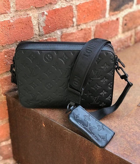 Кожаная сумка Louis Vuitton Duo Messenger Monogram Shadow 25x18 см   