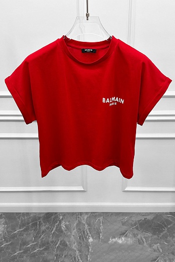 Женская футболка Balmain Paris - Red   