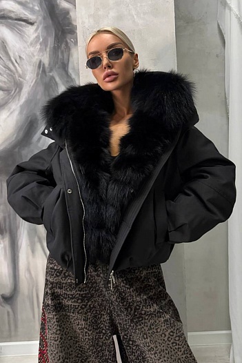 Женский бомбер с натуральным мехом Max Mara premium   