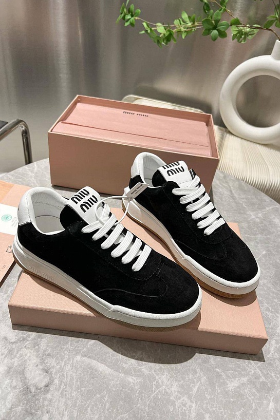 Женские замшевые кроссовки MIU MIU Premium - Black