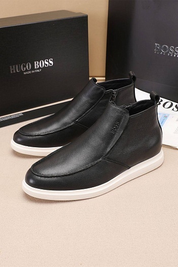 Кожаные лоферы с мехом Hugo Boss high-top - Black   