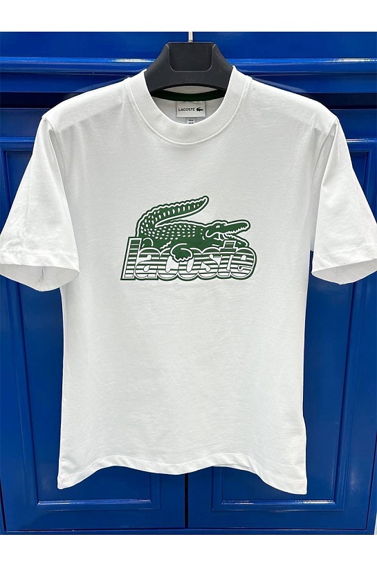 Мужская белая футболка Lacoste crocodile print