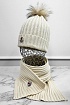 Комплект из шапки и шарфа светло-бежевого цвета Moncler logo-patch