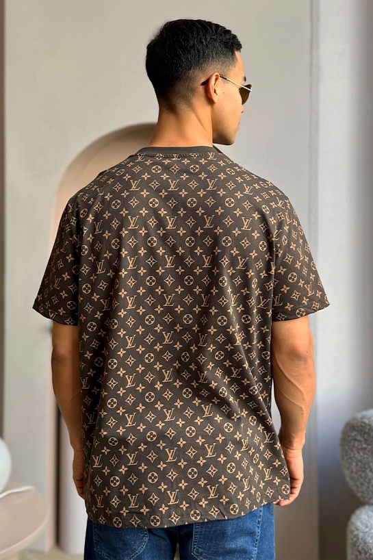Коричневая оверсайз футболка Louis Vuitton Monogram All-over Tiger