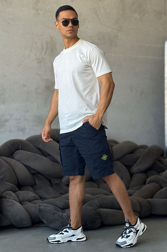 Синие шорты Stone Island cargo compass-patch