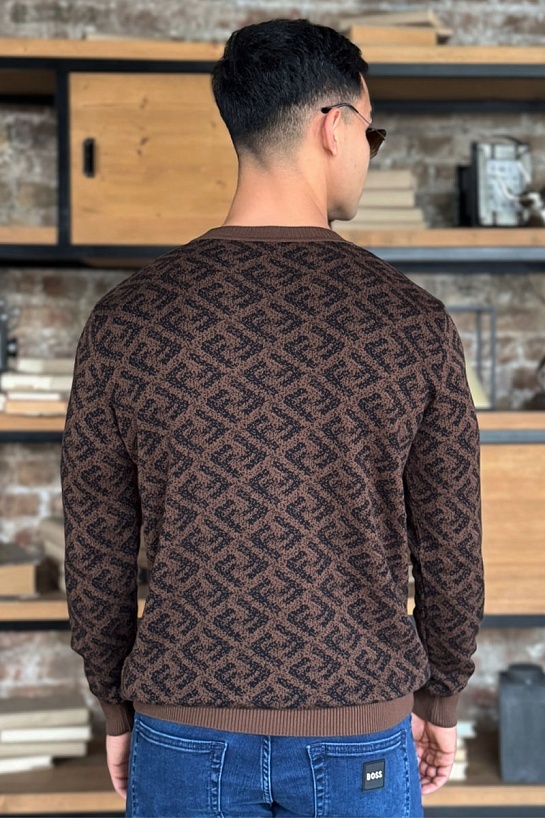 Мужской джемпер Fendi Jacquard FF - Brown