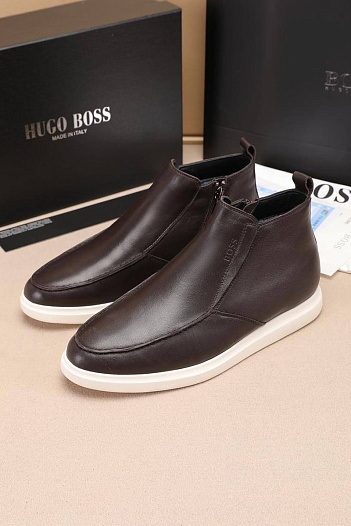Кожаные лоферы с мехом Hugo Boss high-top - Brown   