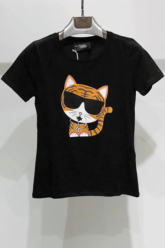 Женская брендовая футболка Karl Lagerfeld чёрного цвета