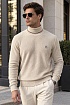 Бежевая кофта с высоким воротником Moncler logo-patch