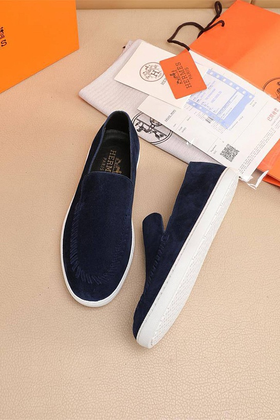 Мужские замшевые лоферы Hermes Julian - Navy