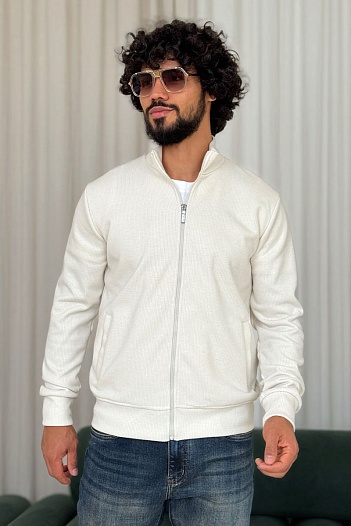Мужская белая кофта на молнии Loro Piana   