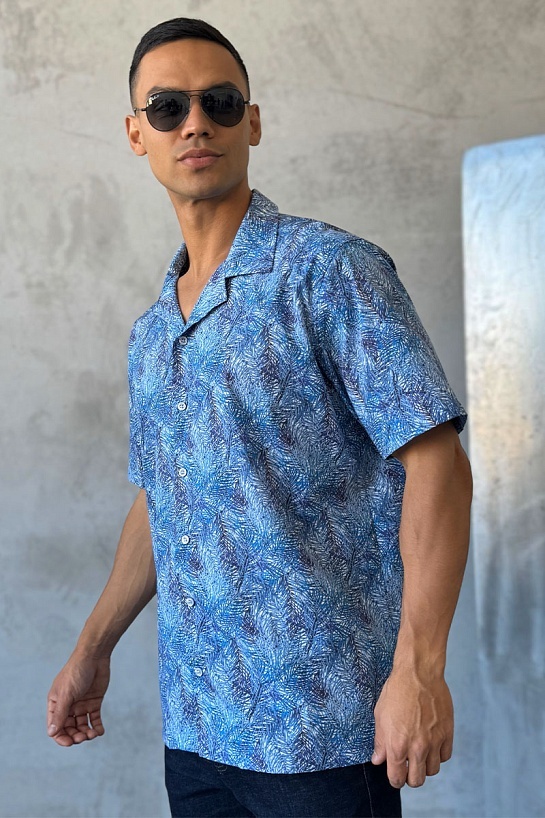 Мужская синяя рубашка Dolce & Gabbana floral-print