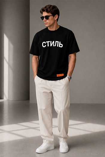 Чёрная оверсайз футболка Heron Preston "СТИЛЬ"   