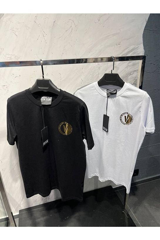 Мужская белая футболка Versace Jeans Couture V-emblem