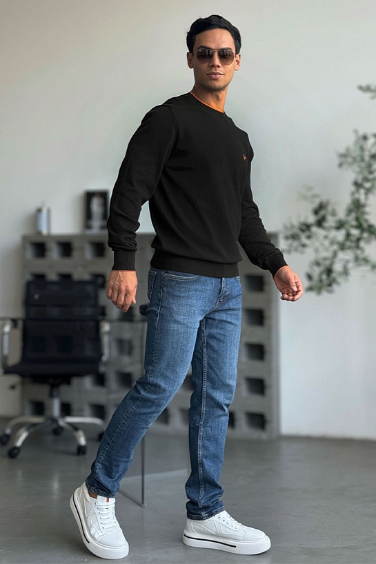 Мужской джемпер Hermes H embroidered - Black