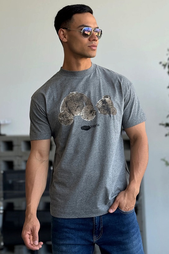 Мужская оверсайз футболка Palm Angels "Teddy Bear" - Grey