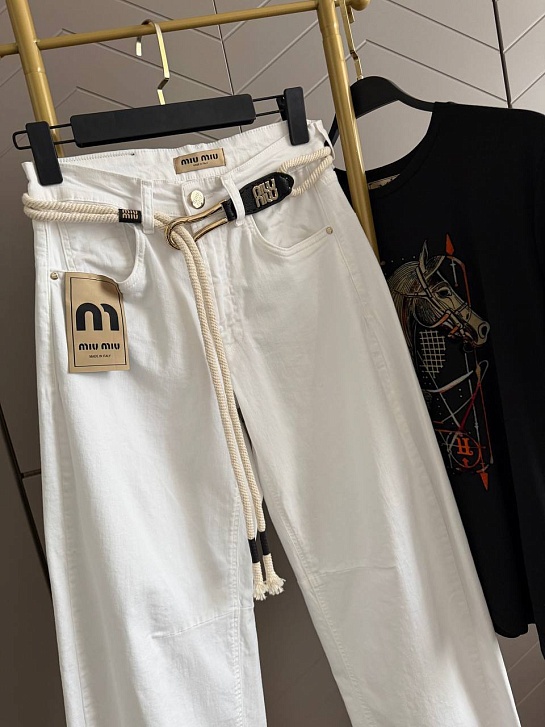 Женские джинсы белого цвета MIU MIU premium