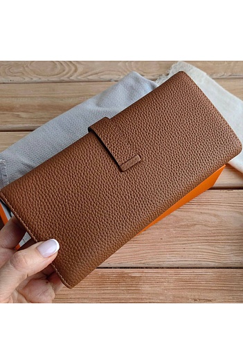 Кожаный клатч Hermes Jige Elan 20.5x9 см - Brown   