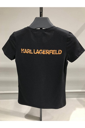Женская брендовая футболка Karl Lagerfeld чёрного цвета   