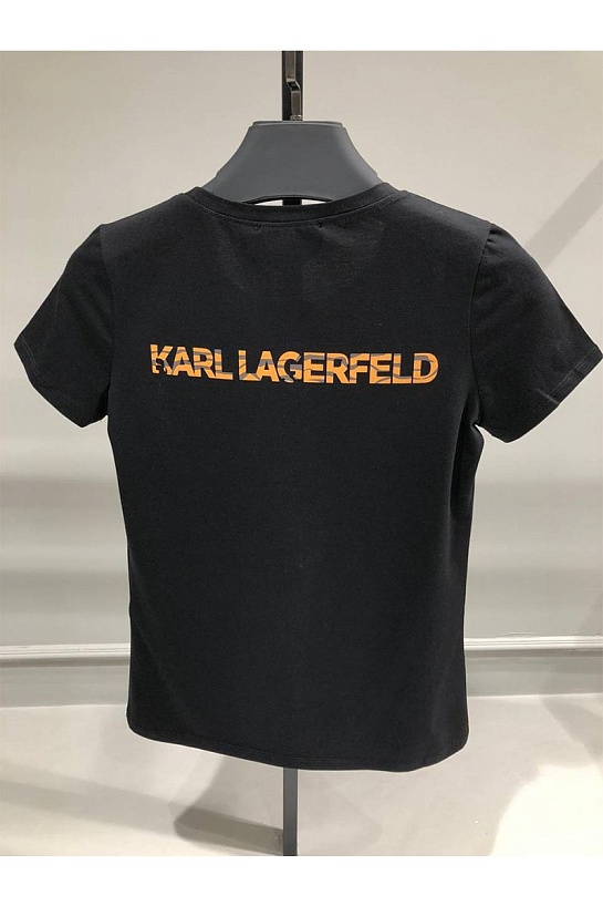 Женская брендовая футболка Karl Lagerfeld чёрного цвета