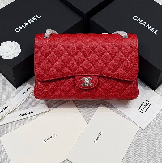 Кожаная сумка Chanel Classic Flap premium 30x20x9 см (8 расцветок)   