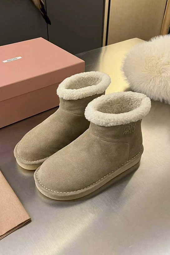 Женские ботинки с мехом MIU MIU premium - Grey