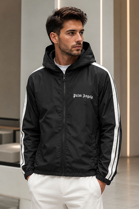 Мужская чёрная ветровка Palm Angels